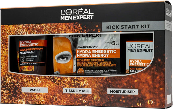 L’Oreal Men Expert Kick Start Gift Set | Face Wash Mask & Moisturiser for Men