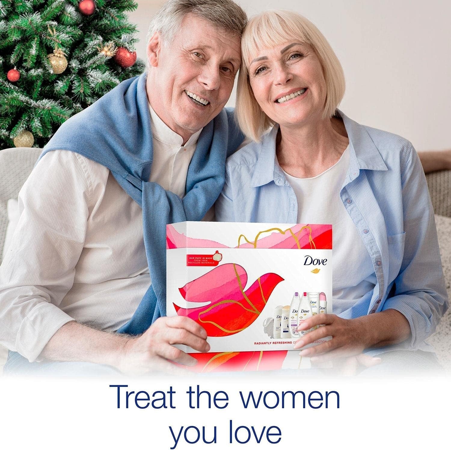 Dove Radiantly Refreshing Complete Gift Set for Women 6 Piece with Shower Puff by Dove