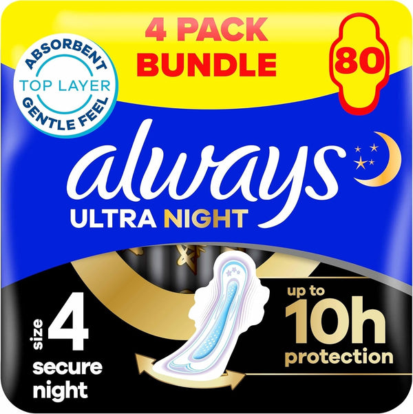 Always Ultra Secure Night Towels Size 4 With Wings 20 Pads