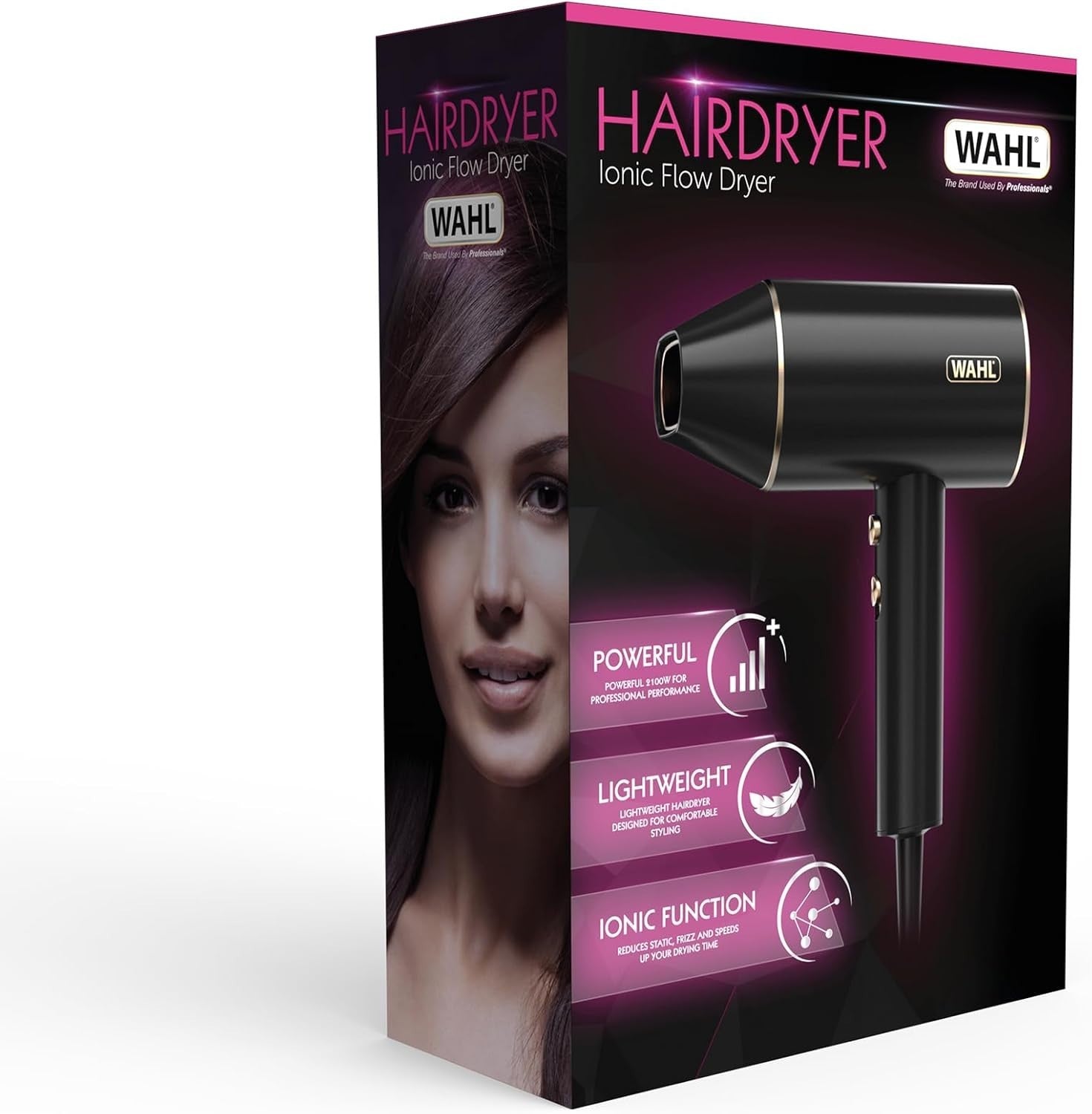 Wahl Ionic Flow Hair Dryer | Lightweight Powerful Frizz-Free Fast Drying Travel by Wahl