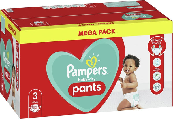Pampers Baby-Dry Pants Size 3 (6-11kg) - 94 Disposable Diapers for Babies