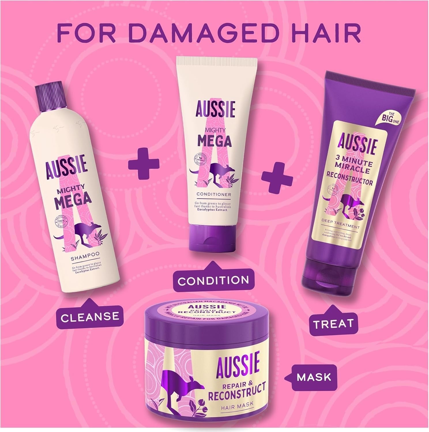 Aussie 3 Minute Miracle Reconstructor Hair Mask 350ml | Vegan Deep Conditioner by Aussie