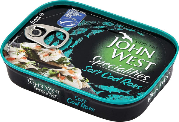 John West Soft Cod Roes 100g Tins (Pack of 12) – Premium Quality Canned Fish