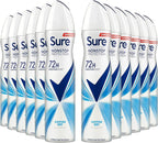 Sure Antiperspirant 72H Cotton Dry Body Spray 250ml | Alcohol-Free | Pack of 12 by SURE
