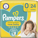 Pampers Premium Protection Nappies Size 0, 24 Count, Newborn, Sensitive Skin by Pampers