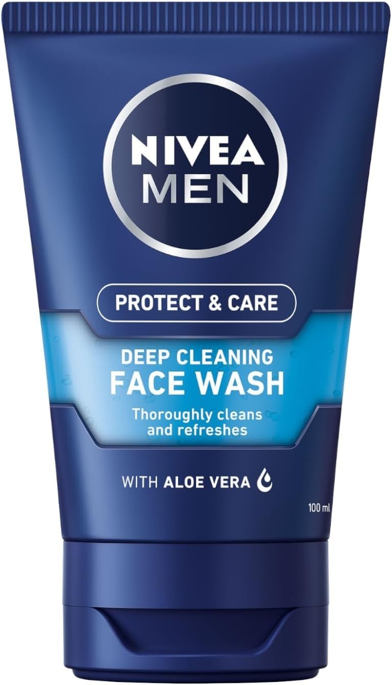NIVEA Men Deep Cleaning Face Wash 150ml Aloe Vera Cleanser Pack of 3 by Nivea Men