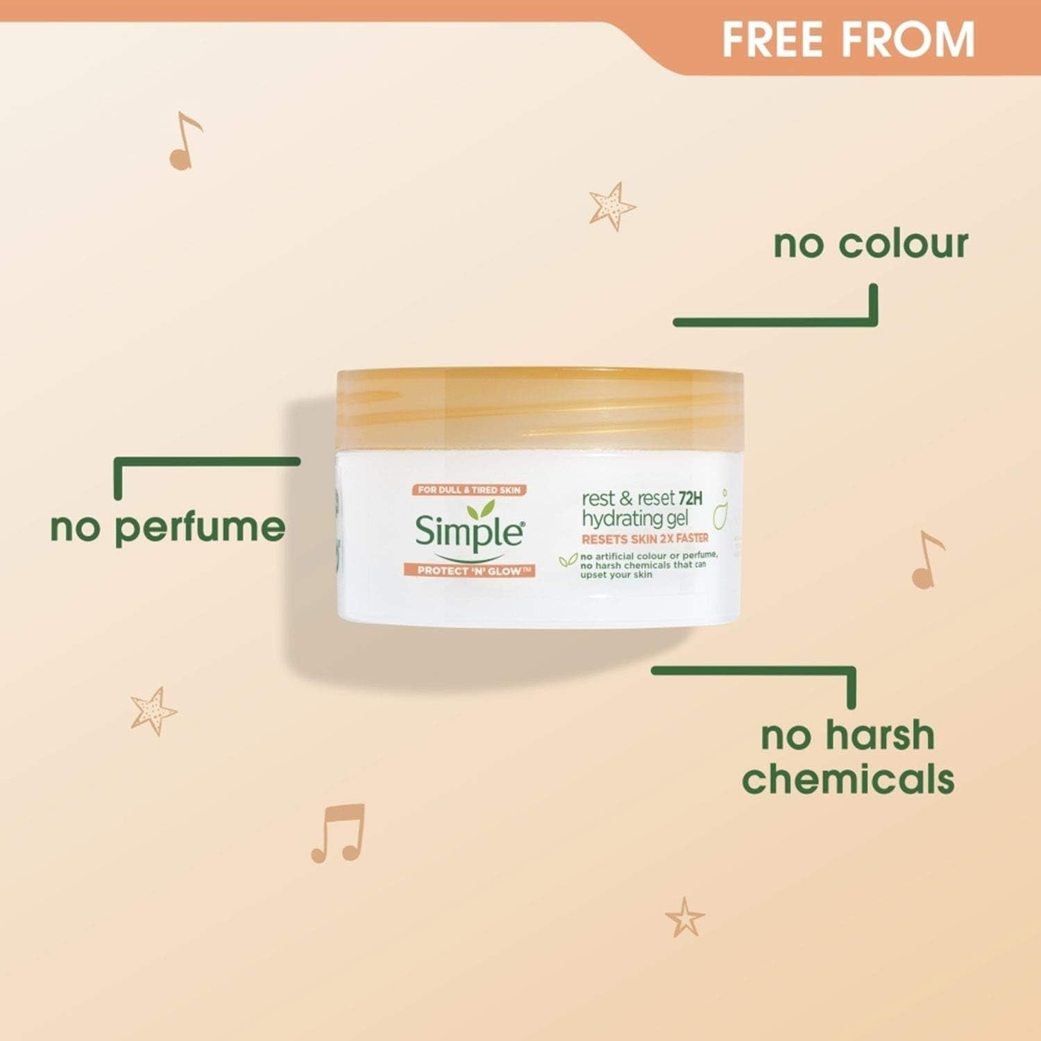 Simple Protect N Glow Rest Reset 72H Hydrating Gel Moisturiser 50ml Pack of 3 by Simple