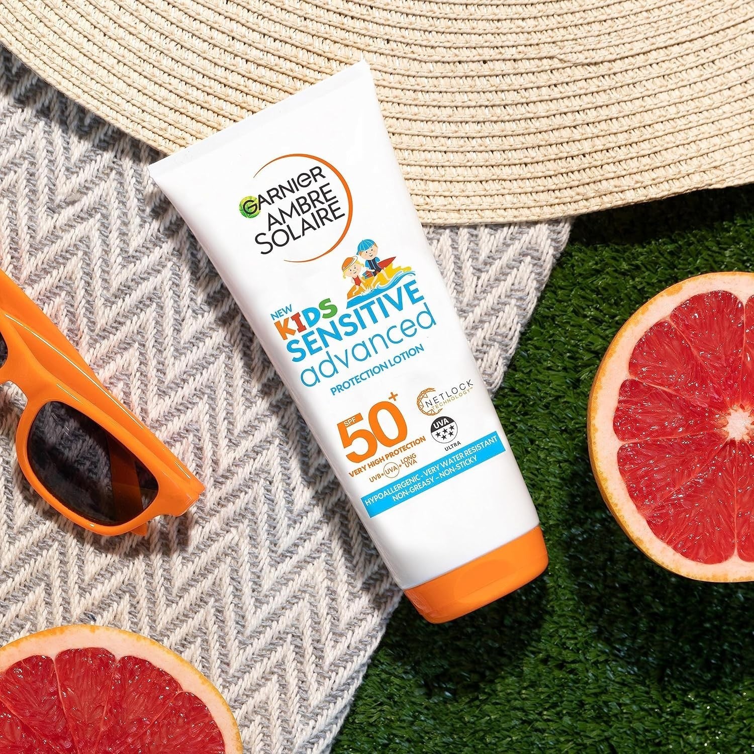 Garnier Kids Sensitive Sun Cream SPF50+ Lotion 200ml Water Resistant by Ambre Solaire