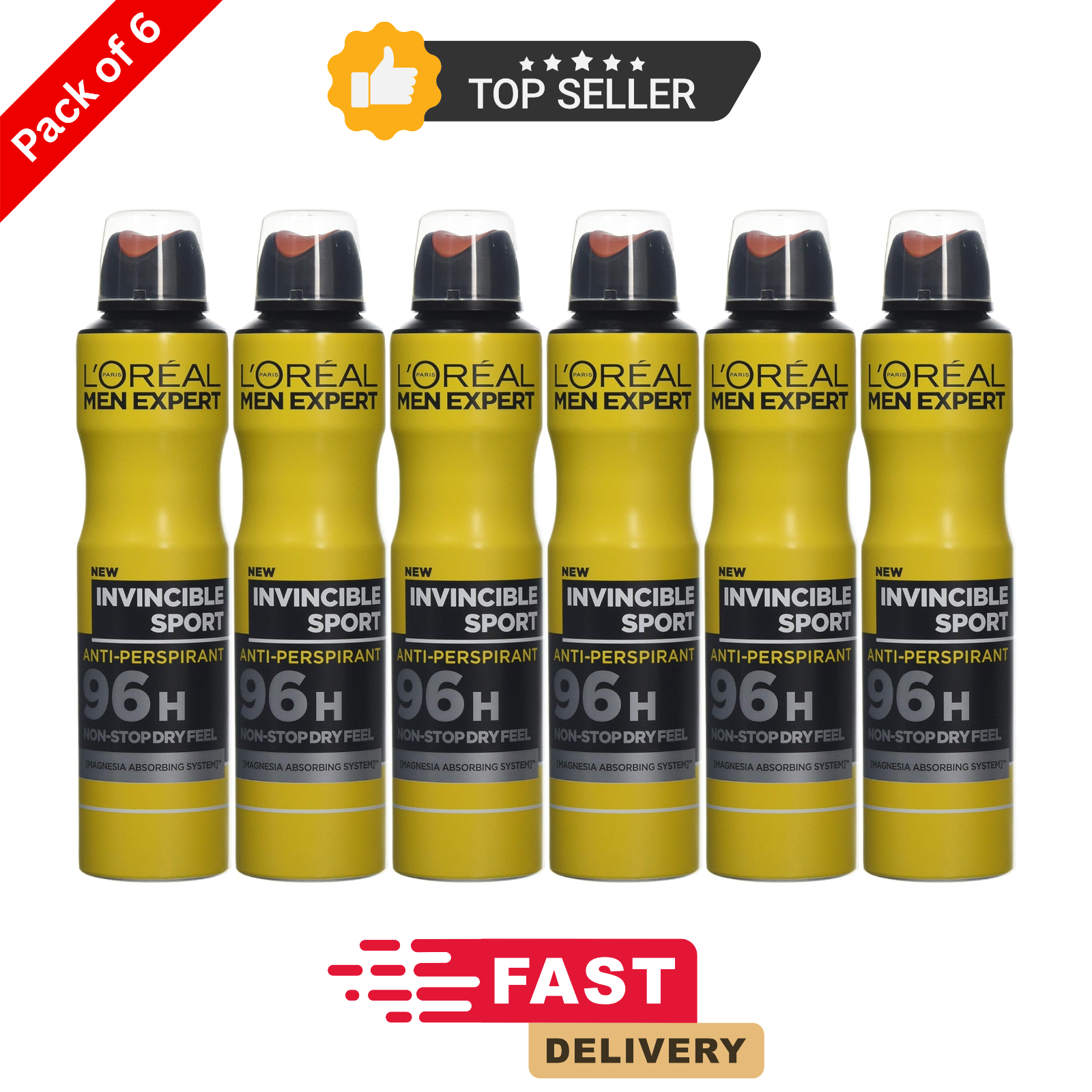 L'Oréal Men Expert Invincible Sport Anti-Perspirant Spray 250ml x6 Pack by L'Oréal