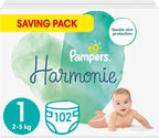 Pampers Harmonie Nappies Size 1 (2-5kg) 102 Pack | Newborn Baby Essentials by Pampers