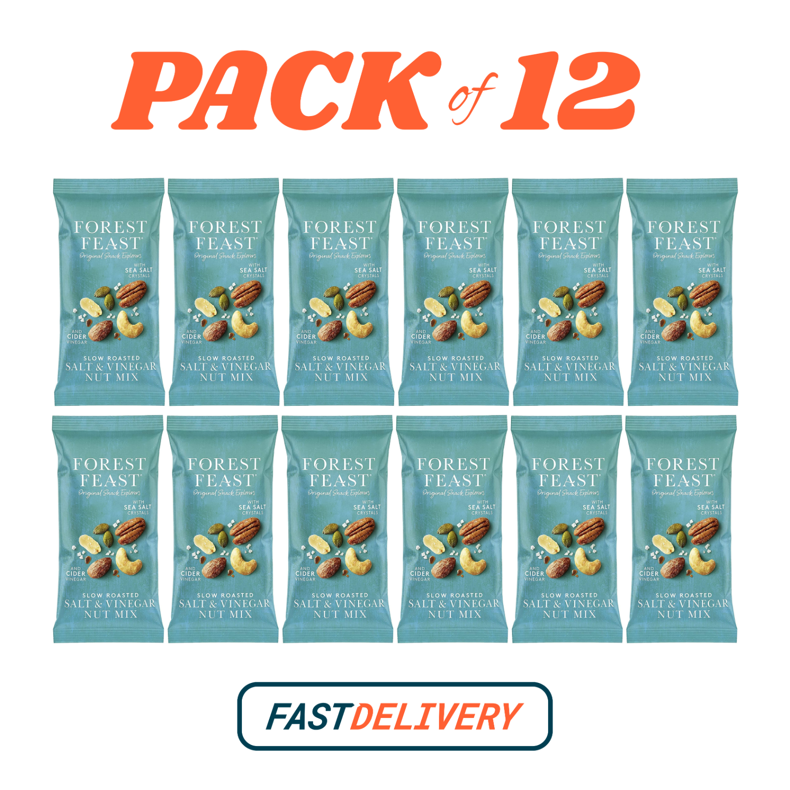 Forest Feast Salt & Vinegar Nut Mix 12x40g Vegan Gluten Free Snack Pouches by Forest Feast