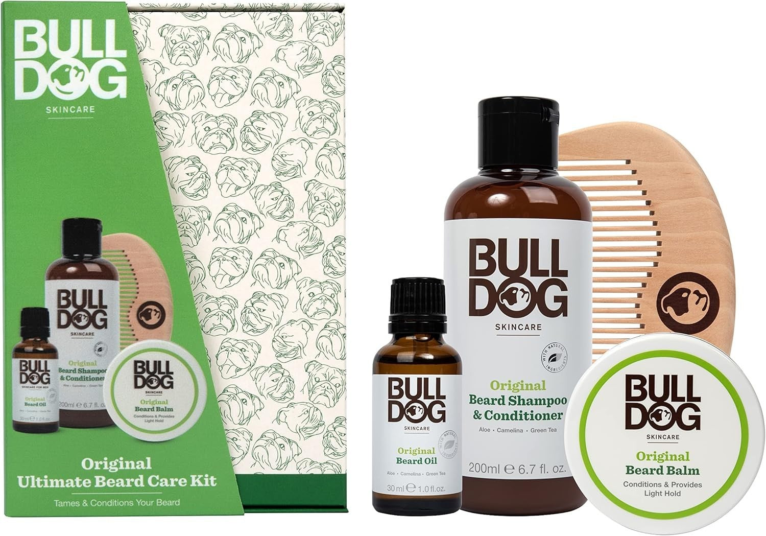 Bulldog Original Ultimate Beardcare Kit Gift Set Beard Shampoo Oil Balm Comb by Bulldog