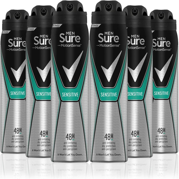 Sure Men Motionsense Sensitive Anti-Perspirant Deodorant Spray 250ml x6 Pack