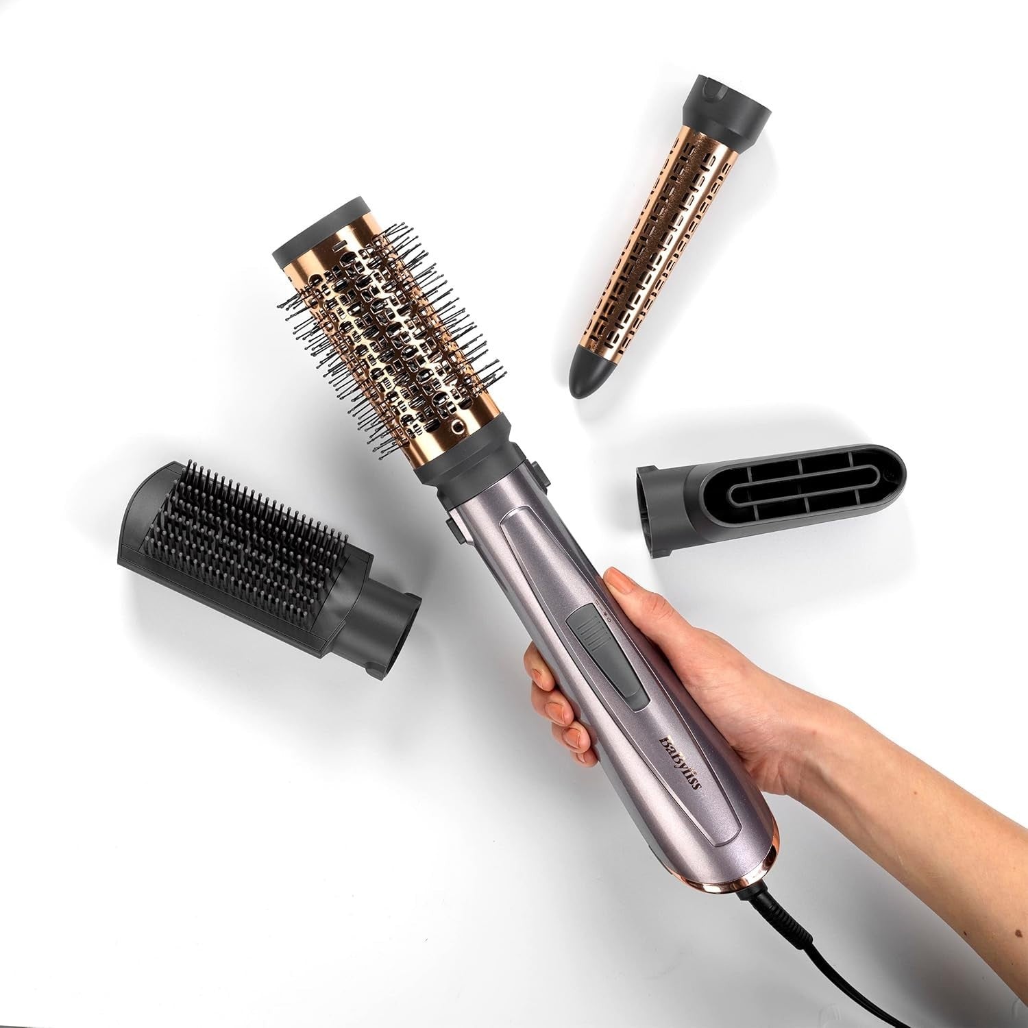 BaByliss Air Styler 1000W Hair Dryer Brush & Volumiser Curler 4 Attachments by BaByliss