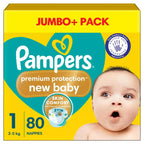 Pampers New Baby Size 1 Nappies – 80 Count, Soft & Gentle Newborn Diapers by Pampers