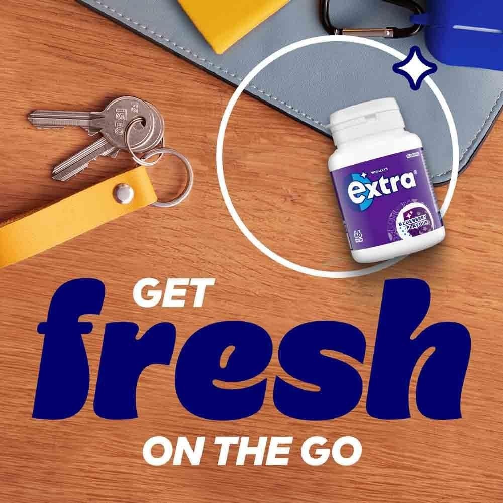 Extra Sugarfree Blueberry Chewing Gum 46pcs x6 | Long Lasting Fresh Breath by Extra