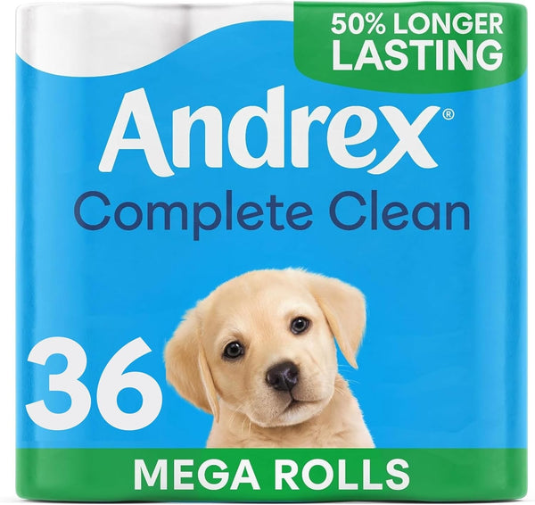 Andrex Clean Mega Toilet Roll 36 XL Rolls Soft Tissue Pack