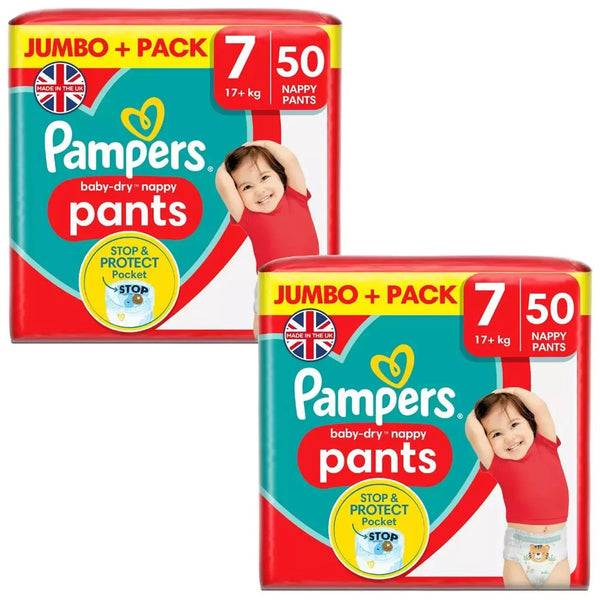 Pampers Baby-Dry Size 7 Nappy Pants 17+kg Jumbo+ Pack 100pcs Leak Protection