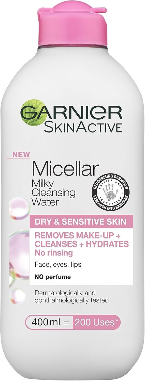 Garnier Micellar Milky Cleansing Water 400ml | Vegan Face Cleanser & Hydration