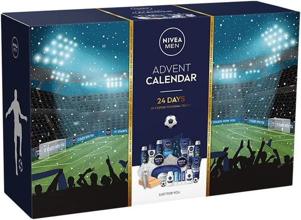 NIVEA Men Advent Calendar 24 Days of Festive Personal Treats Grooming Kit - Blue