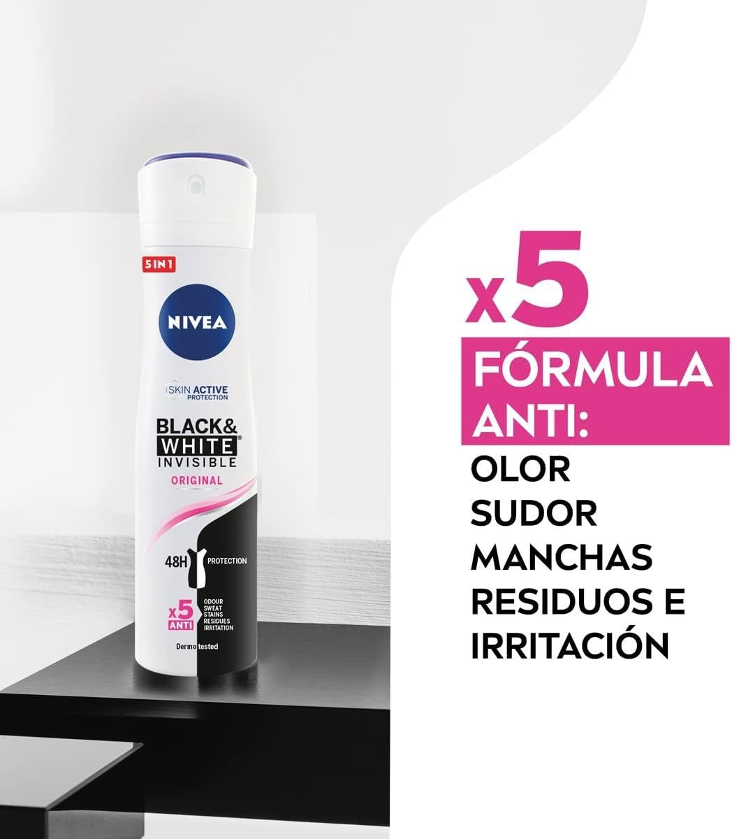 NIVEA Black & White Invisible Original Anti-Perspirant Spray 200ml - Pack of 6 by NIVEA