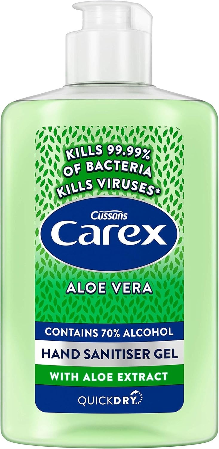 Carex Aloe Vera Hand Sanitiser Gel 6x300ml Anti-Bacterial Rinse Free Kills 99.9 by Carex
