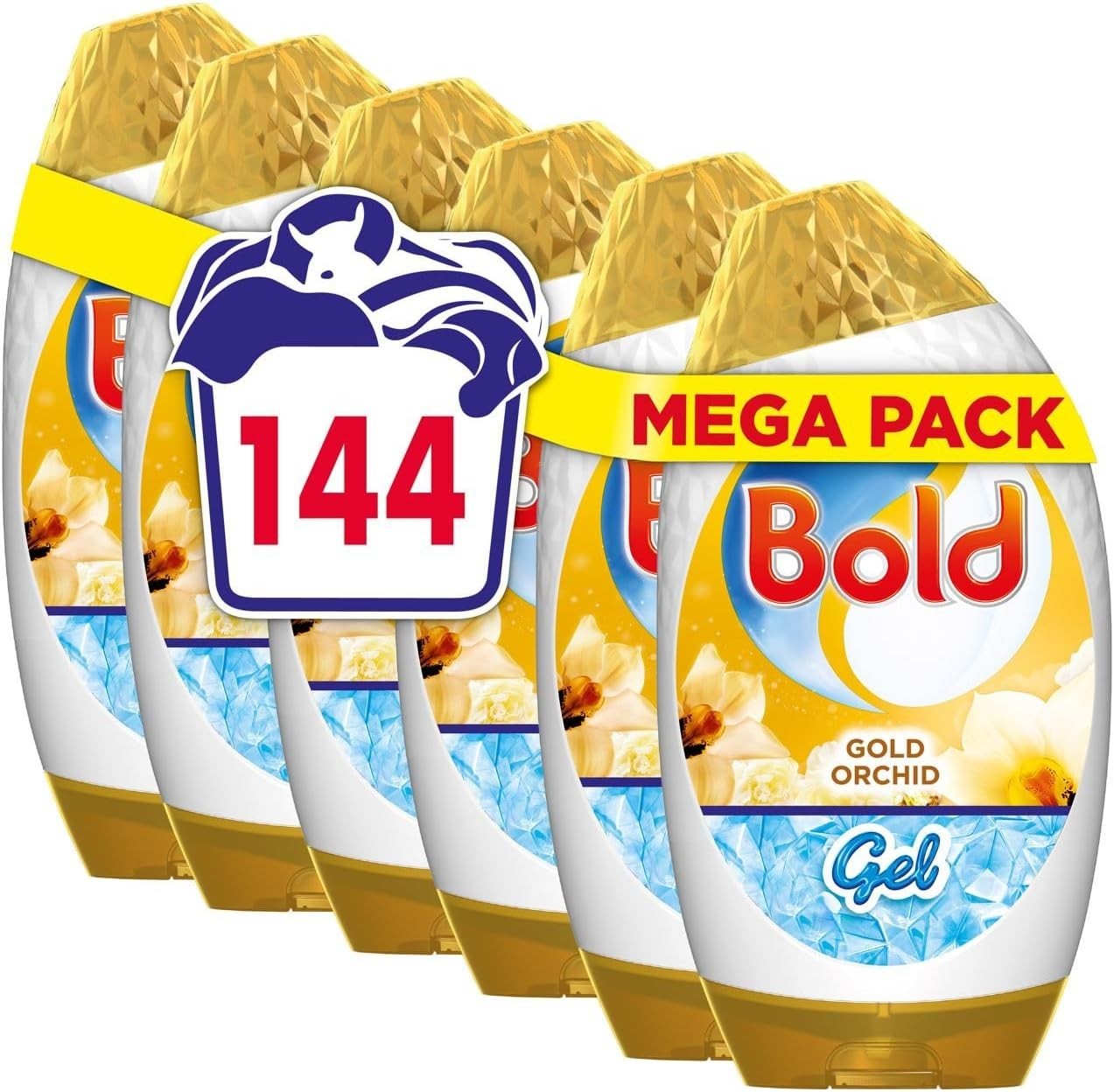 Bold Laundry Gel 6x840ml – 144 Washes, Gold Orchid, Lenor Freshness, Cold Wash by BOLD
