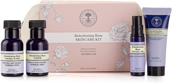 Neal's Yard Rehydrating Rose Skincare Kit 4 Piece Vegan Organic Face Care Set