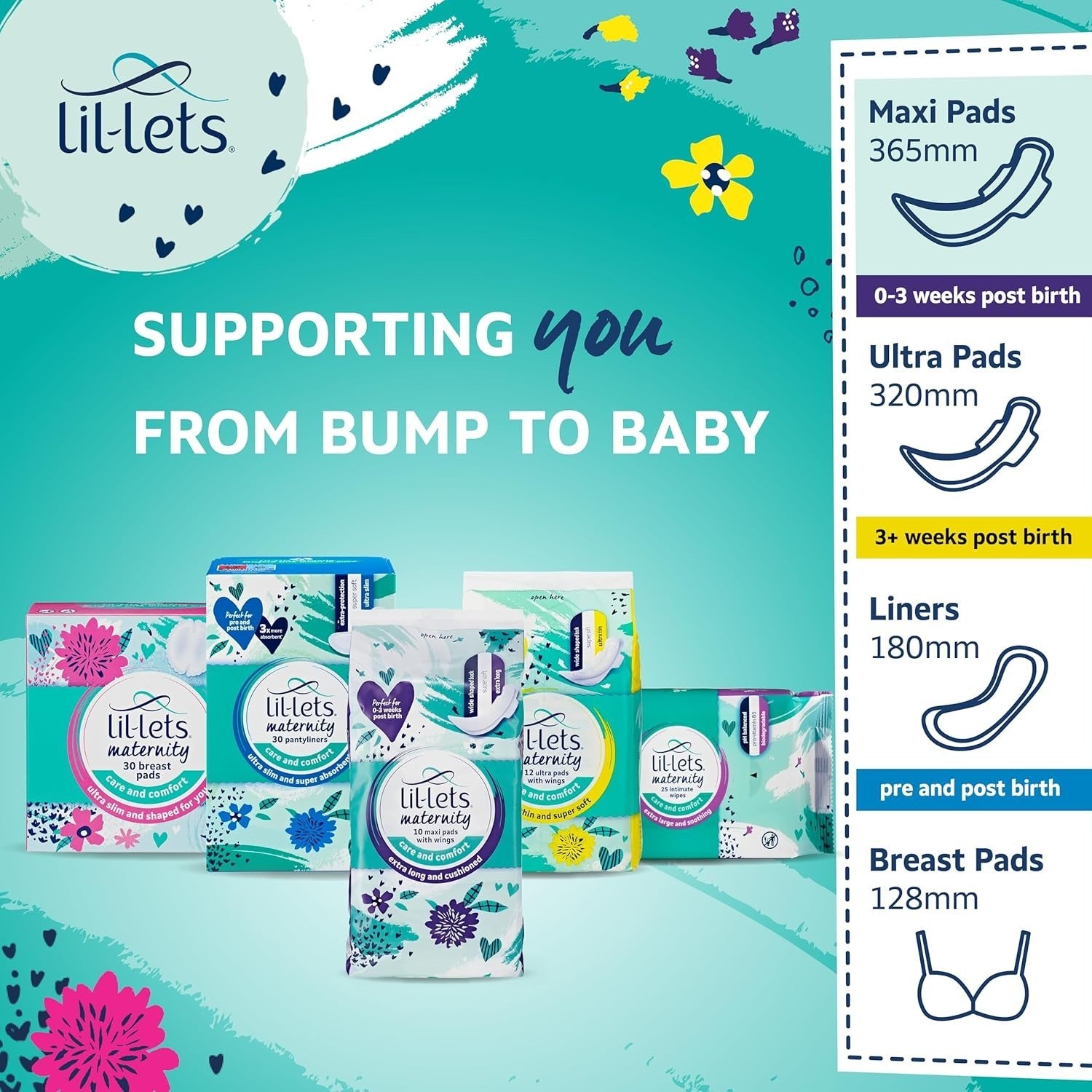 Lil-Lets Maternity Towels Extra Long Maxi Pads with Wings, 3 Packs (30) by Lil-Lets
