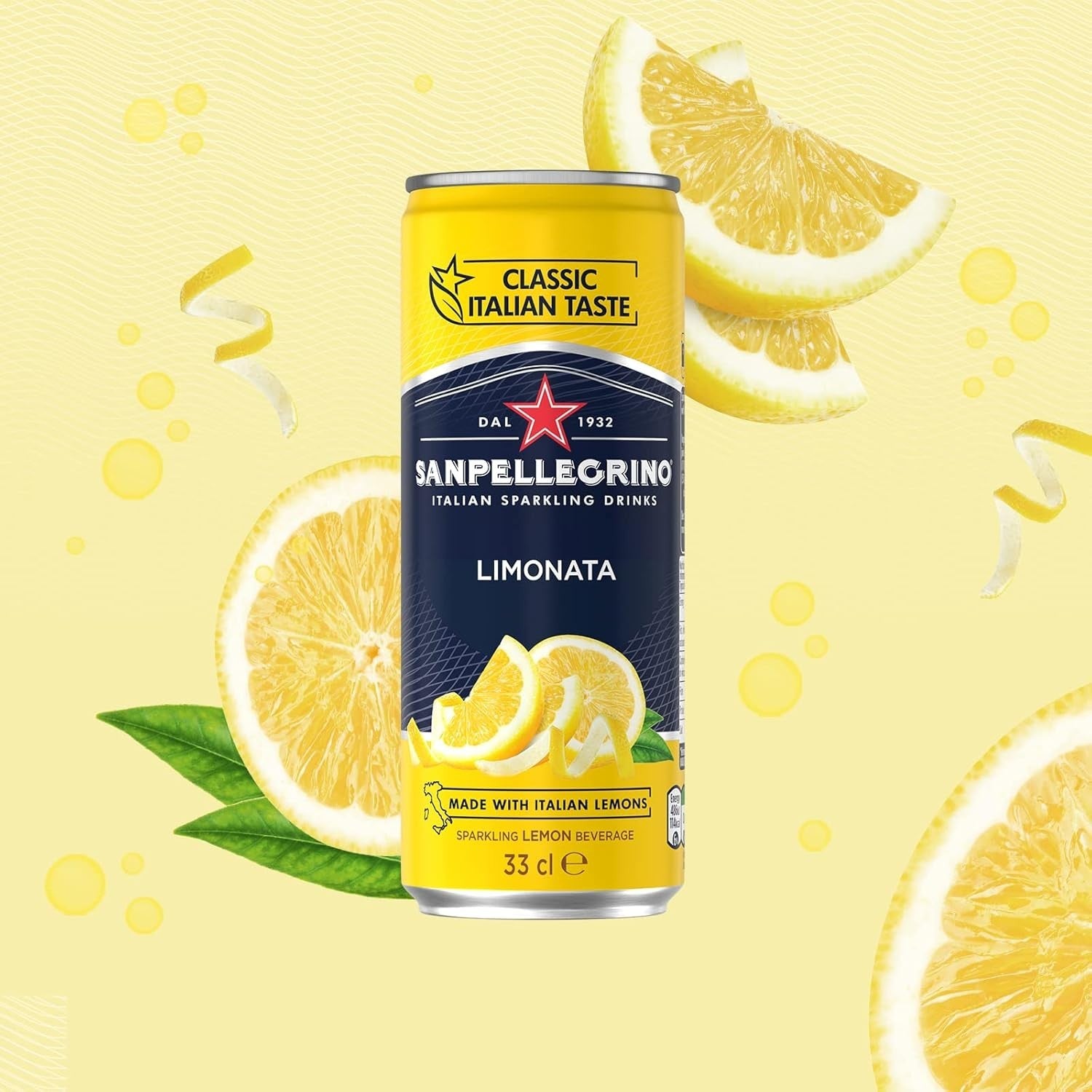 San Pellegrino Sparkling Lemon Drink 12x330ml Cans Classic Italian Soft Drink by San Pellegrino