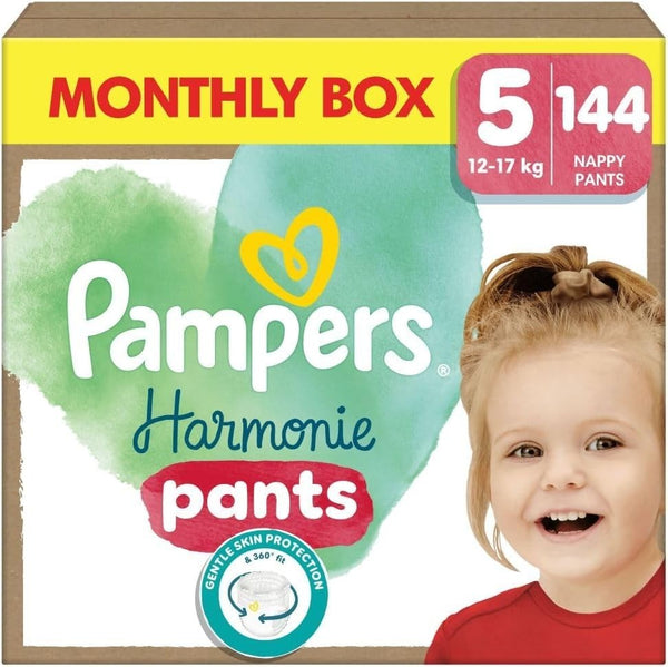 Pampers Harmonie Nappy Pants Size 5 144 Count | 12-17kg Gentle Skin Protection
