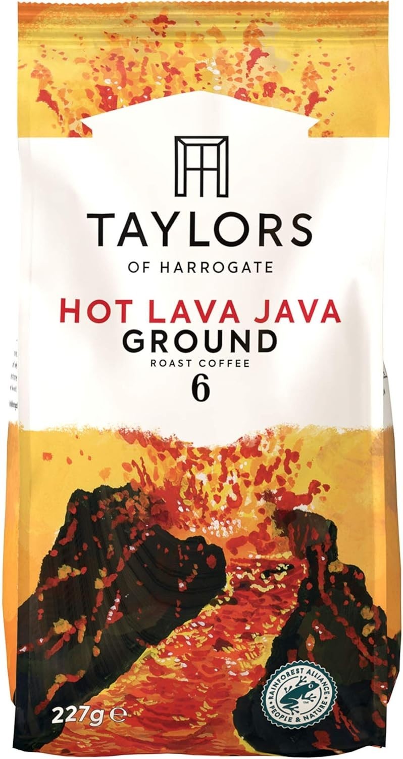Taylors of Harrogate Hot Lava Java Ground Coffee 227g x6 Bags Dark Roast by Taylors of Harrogate