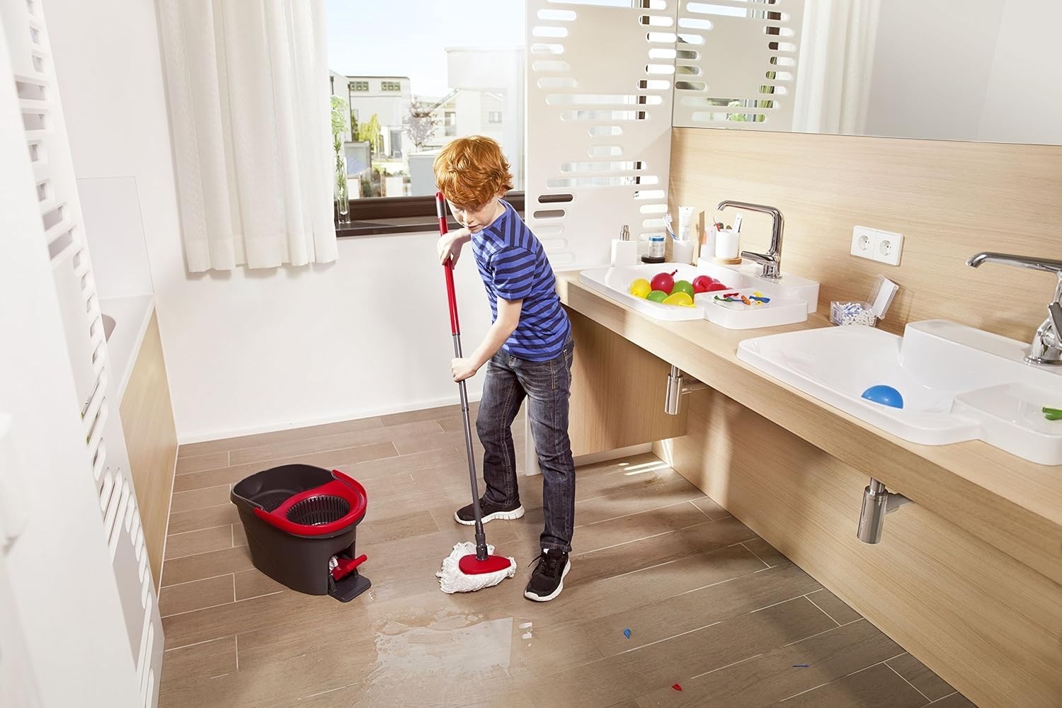 Vileda EasyWring & Clean Turbo Mop & Bucket Set | Grey Microfibre Spin System by Vileda