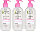 Garnier Micellar Gel Face Wash Sensitive Skin 200ml x3 | Makeup Remover Cleanser by Garnier Micellar