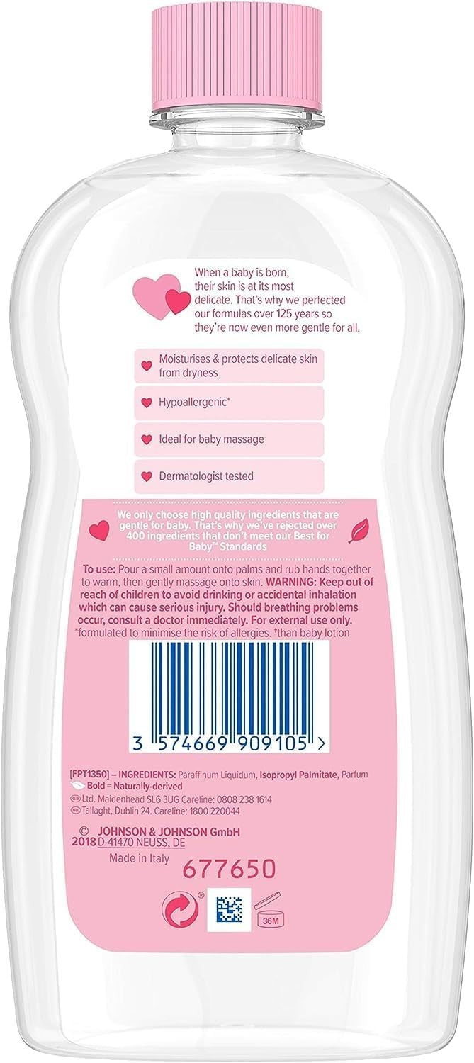 Johnson's Baby Oil 500ml x6 | Fragrance-Free Moisturising Oil for Baby Skin by JOHNSON'S