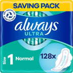 Always Ultra Size 1 Normal Sanitary Towels with Wings, 128 Pads (32x4 Packs) by Always