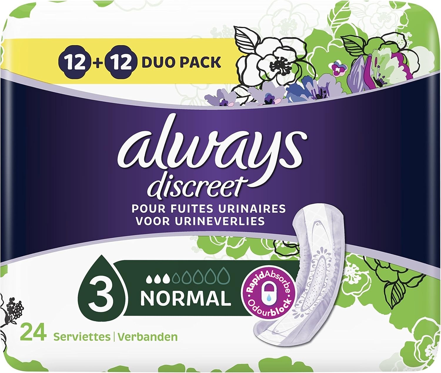 Always Discreet Normal Pads for Incontinence 24 Count Pack by Always