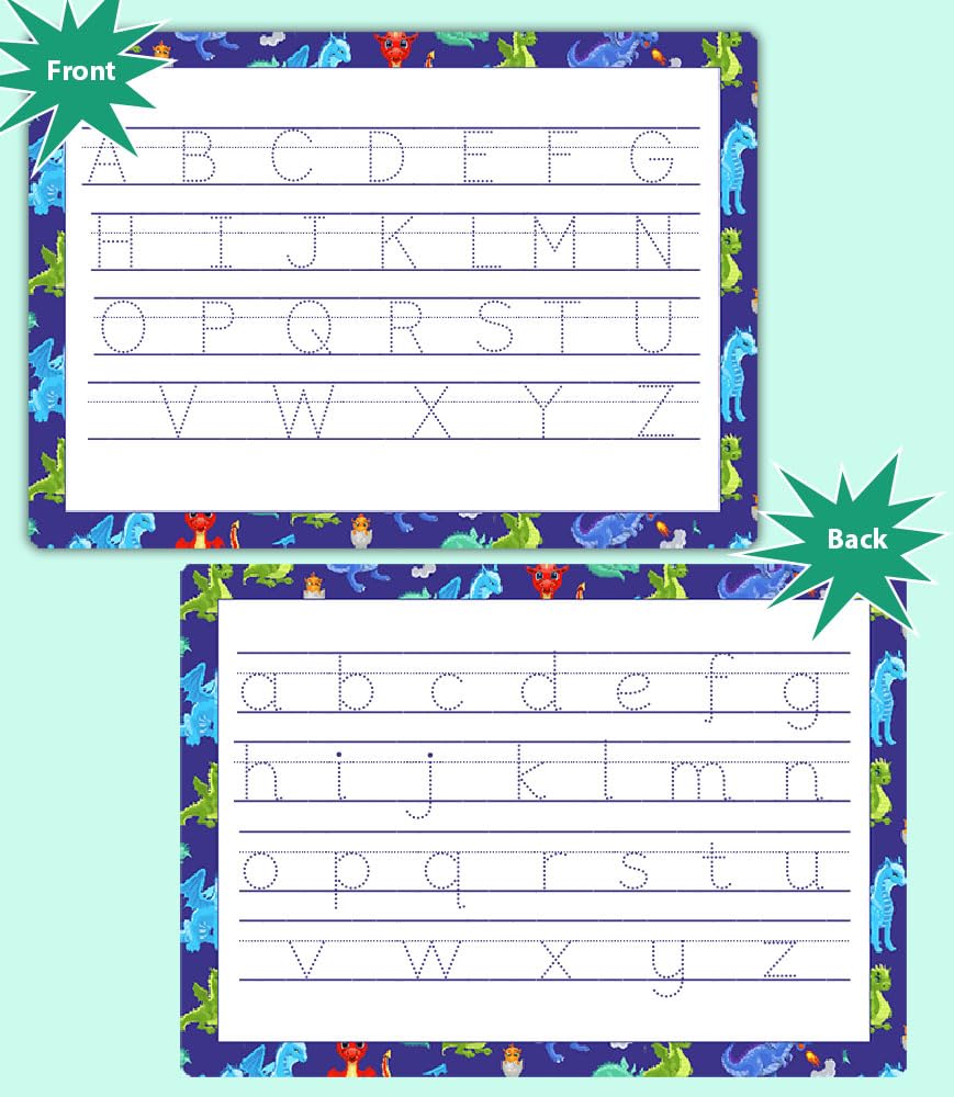 Kids Tracing Set with Pen A‑Z Alphabet, Numbers, Shapes & Custom Name 4 Workboard Mats for Handwriting Practice by ZStore