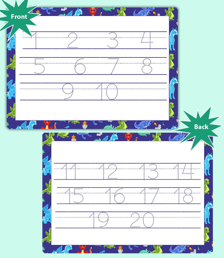 Kids Tracing Set with Pen A‑Z Alphabet, Numbers, Shapes & Custom Name 4 Workboard Mats for Handwriting Practice by ZStore