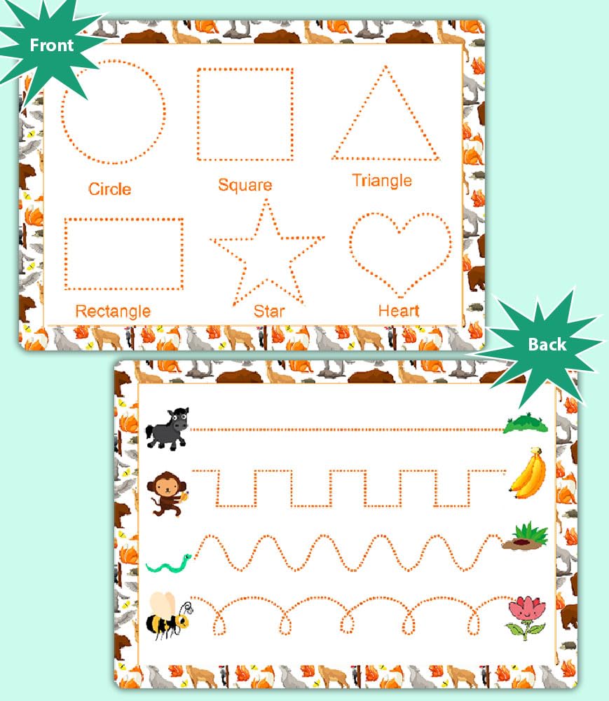Letter Tracing Worksheets for Toddlers 4 Practice Mats with Erase Pen Learn to Write Alphabet, Numbers, Shapes & Name by ZStore