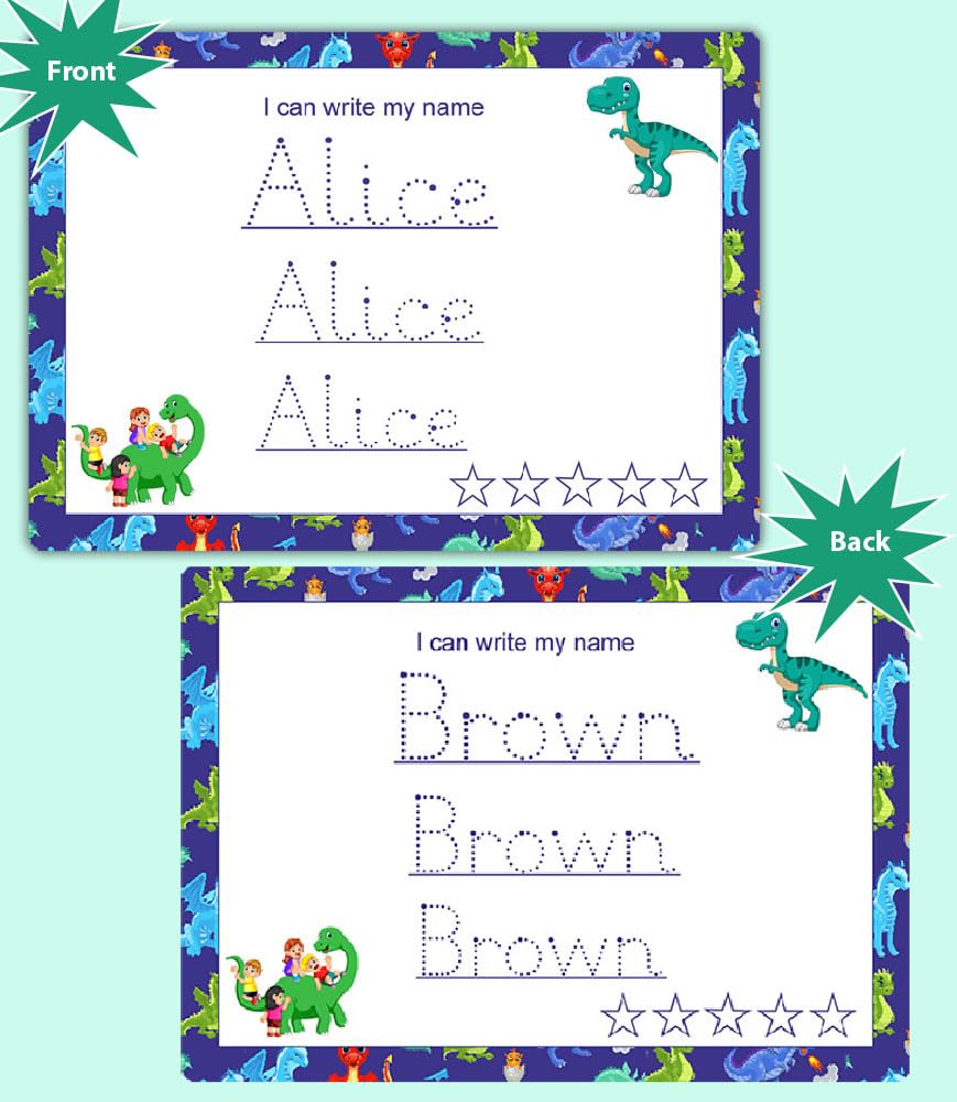 Kids Tracing Set with Pen A‑Z Alphabet, Numbers, Shapes & Custom Name 4 Workboard Mats for Handwriting Practice by ZStore