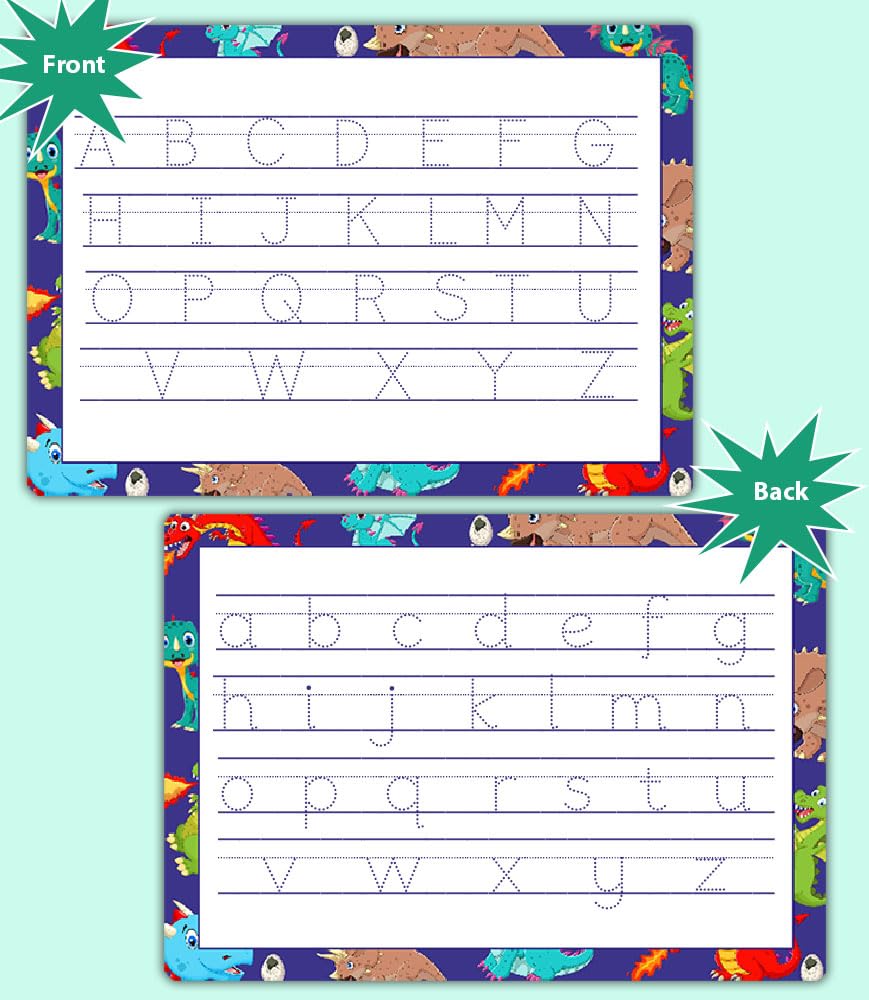 Handwriting Practice Mat For Kids Fun Write-And-Wipe Tracing Boards With Letters, Numbers, Shapes & Personalised Name Sheet by ZStore