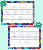 Reusable Number Formation Worksheets for Kids – Numbers 1–20 Tracing Practice Mats | Double-Sided Writing Sheets – Dragons Theme | Early Educational Gift for Kids by ZStore