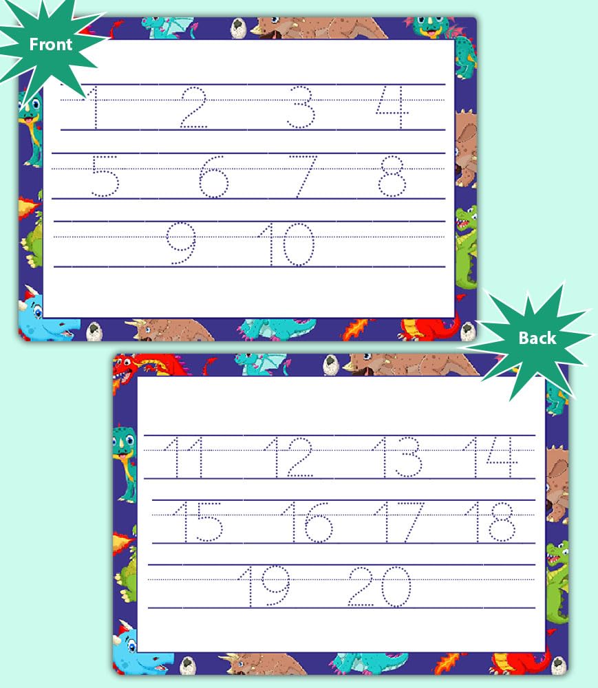 Handwriting Practice Mat For Kids Fun Write-And-Wipe Tracing Boards With Letters, Numbers, Shapes & Personalised Name Sheet by ZStore