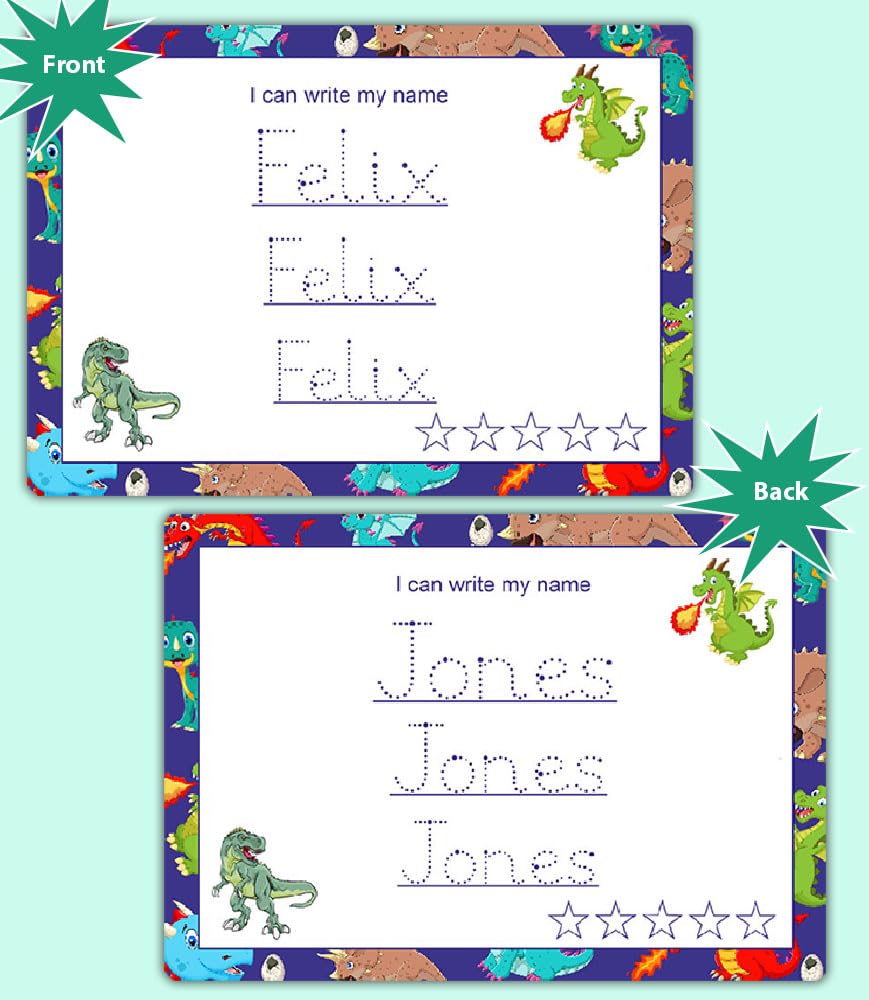Handwriting Practice Mat For Kids Fun Write-And-Wipe Tracing Boards With Letters, Numbers, Shapes & Personalised Name Sheet by ZStore