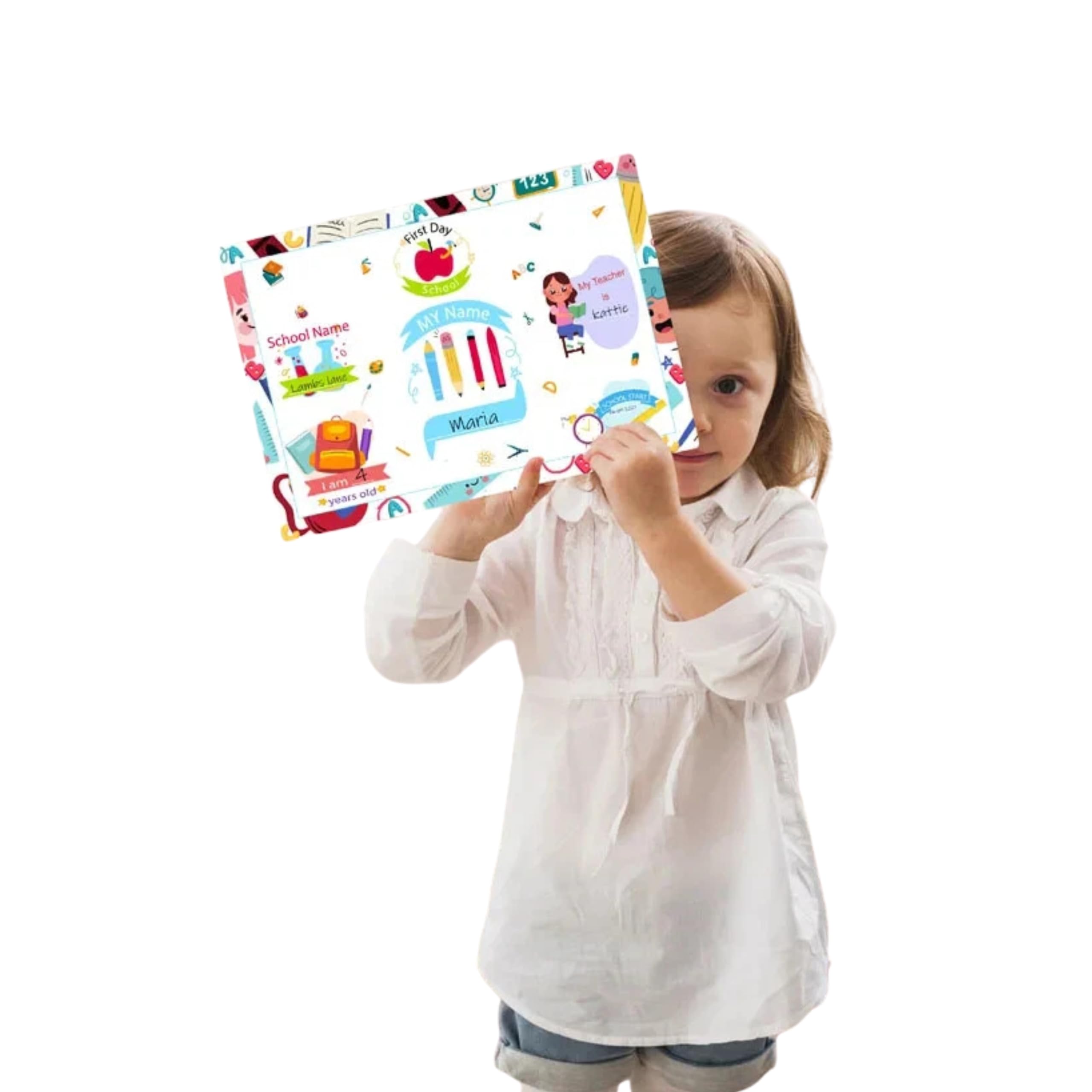 Personalized First Day Sign For Kids Custom Name Mat by ZStore