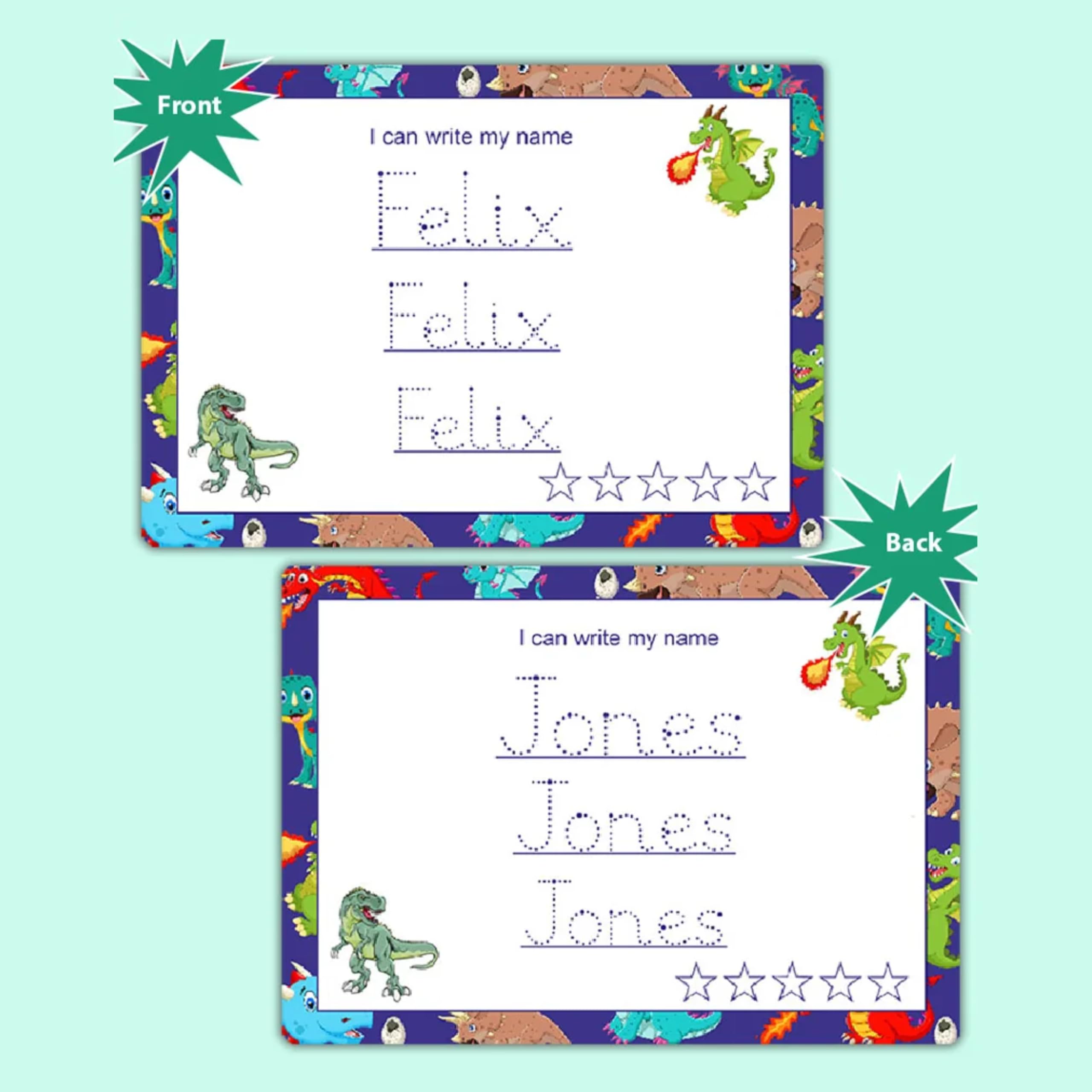 Name Learning Tracing Mat For Toddlers Personalized Writing Mat Waterproof Glossy & Tear Proof by ZStore