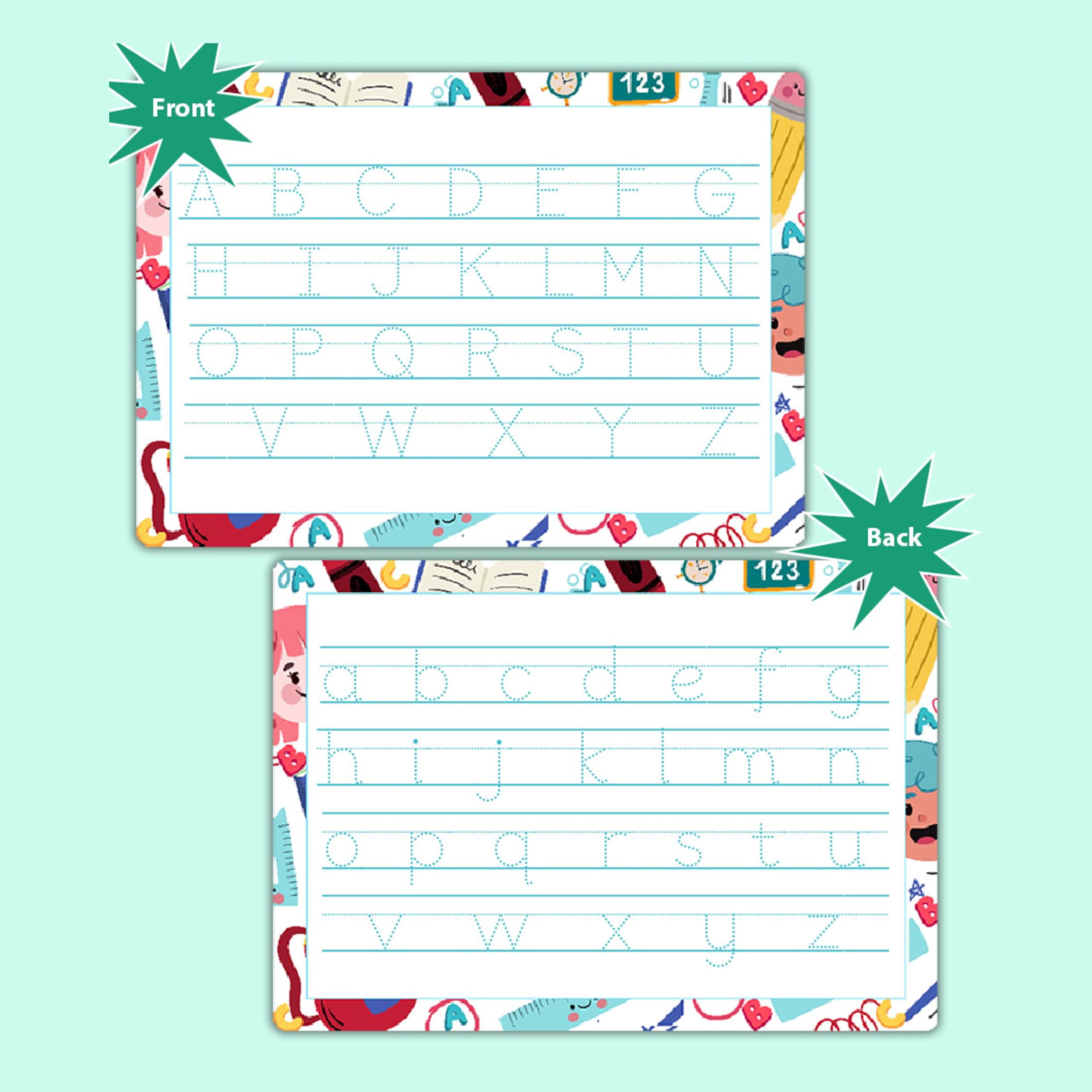 Reusable Tracing Sheets for Alphabet Writing – Capital & Small Letters Practice Mat | Wipe-Clean, Tear-Proof A4 Sheet | Double-Sided Handwriting Board with Pen by ZStore