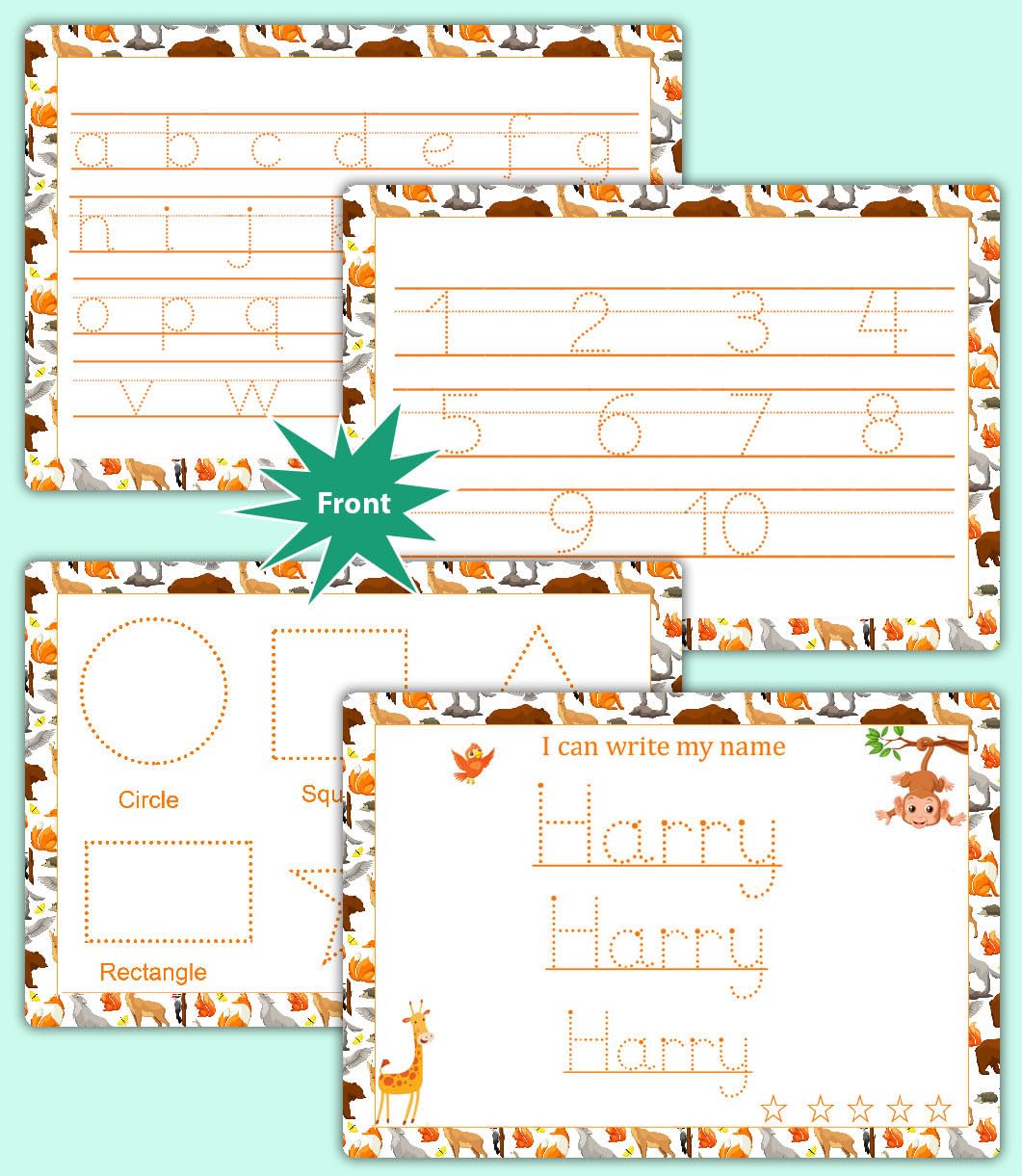 Letter Tracing Worksheets for Toddlers 4 Practice Mats with Erase Pen Learn to Write Alphabet, Numbers, Shapes & Name by ZStore