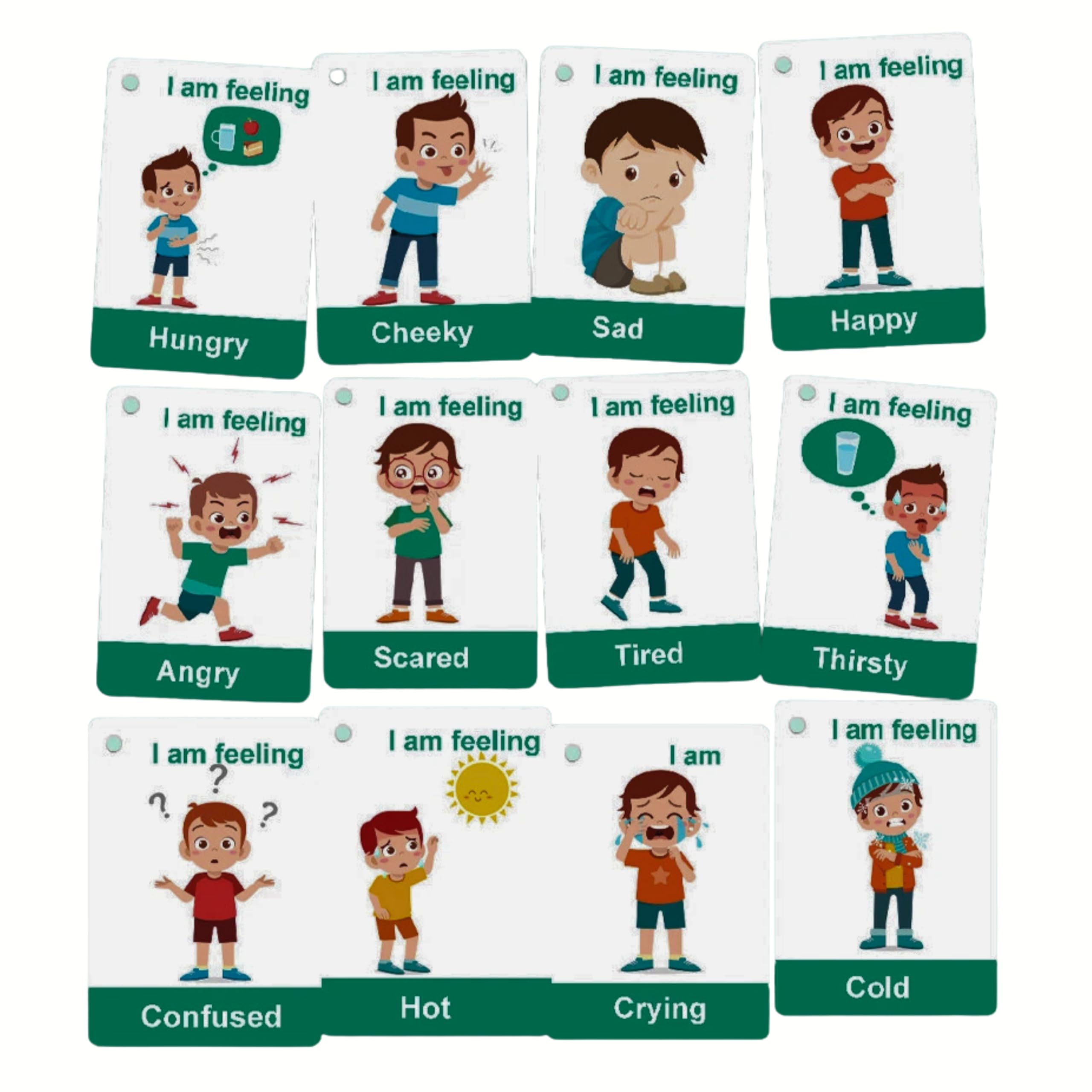 Feelings And Emotions Flash Cards For Boys Toddlers Autism by Zstore
